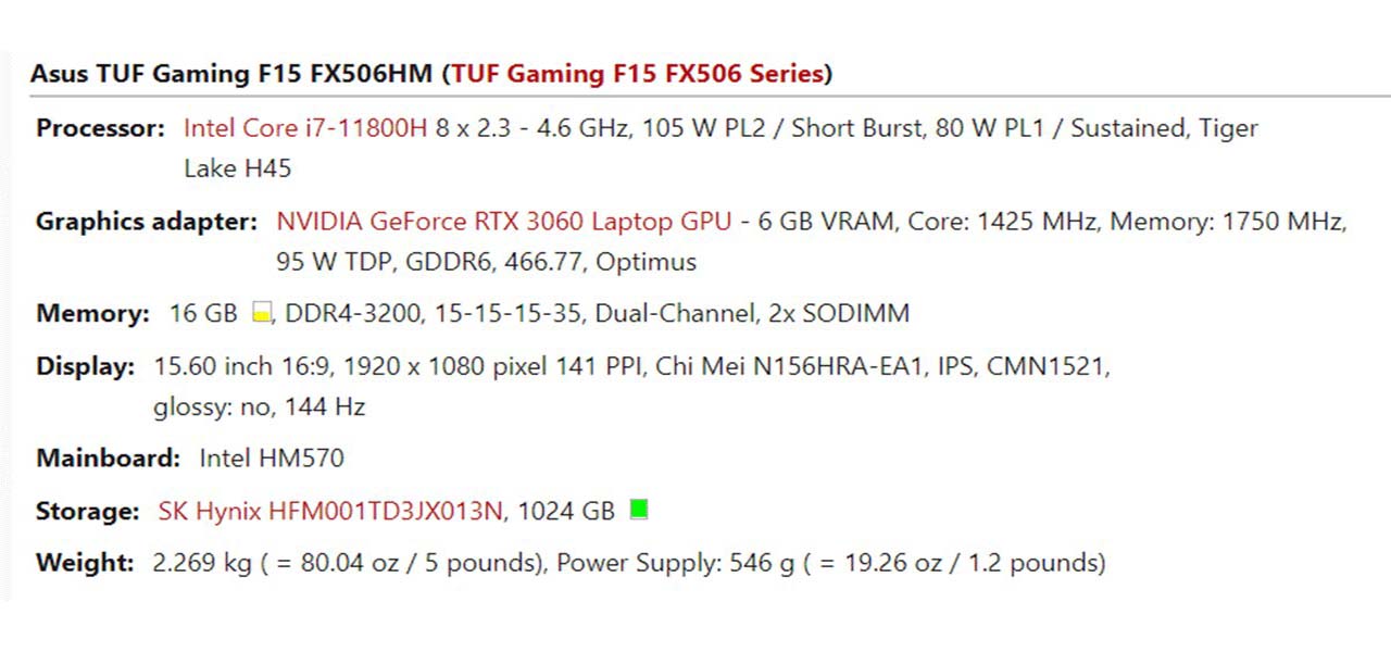 Asus TUF Gaming F15 FX506HM Laptop Review